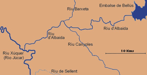 Plano de ubicacin de la zona que corresponde al ro Albaida
